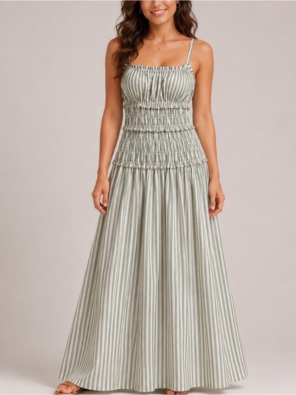 Abercrombie Bra Free Smocked Linen Dress - Picture 1 of 2